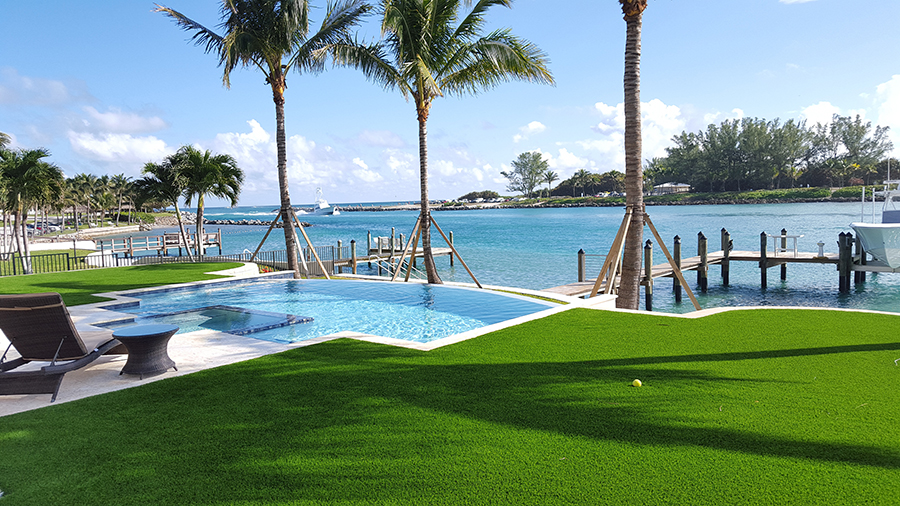 Artificial Grass by the Bay and Pool