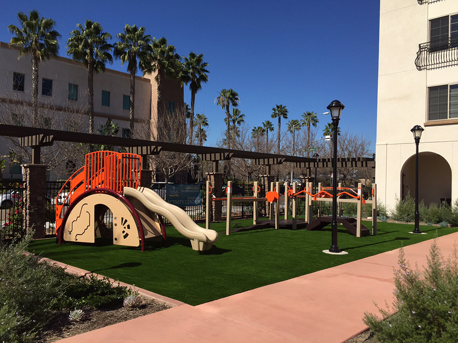 Artificial turf playground for kids.
