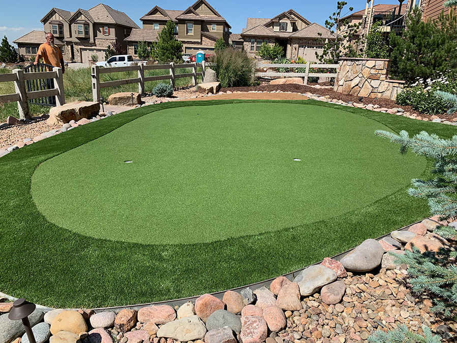 Low maintenance backyard putting green